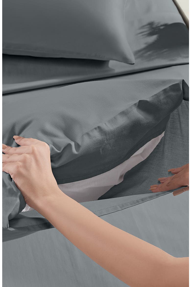 Signature Comfort 100% Egyptian Cotton Soft Sateen Sheet Set, Alternate, color, Grey