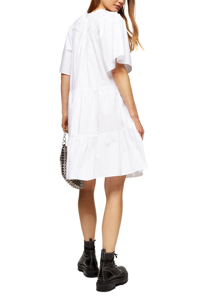 Smocked Poplin Dress, Alternate, color, WHITE