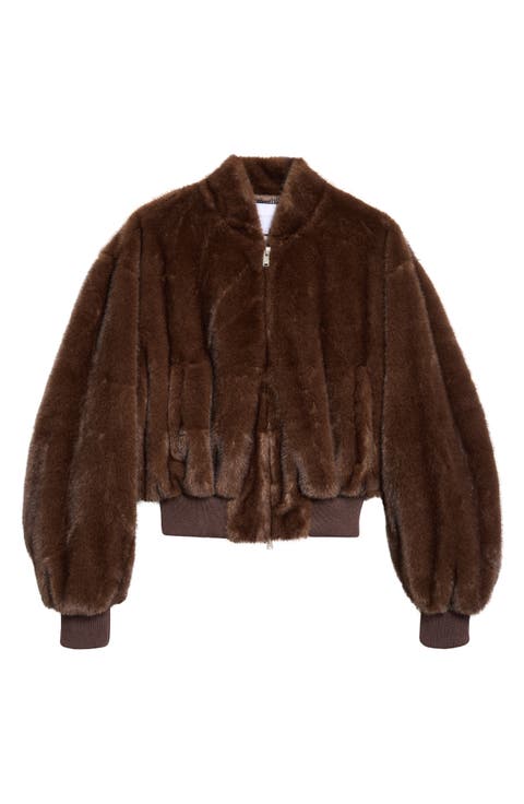 Plush Faux Fur Bomber Jacket