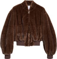 Stella McCartney Plush Faux Fur Bomber Jacket