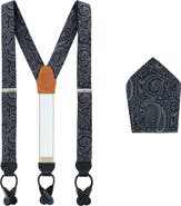 Trafalgar Sobee Paisley Silk Brace & Pocket Square Set