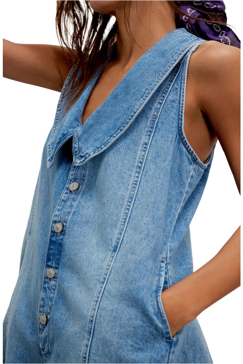 Dover Denim Romper, Alternate, color, CANDY