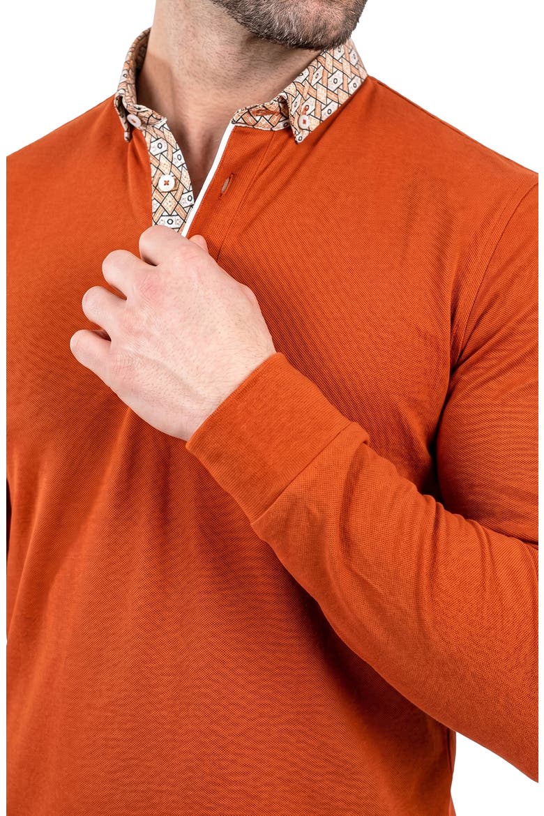 Newton OoohCotton Long Sleeve Polo, Alternate, color, ORANGE