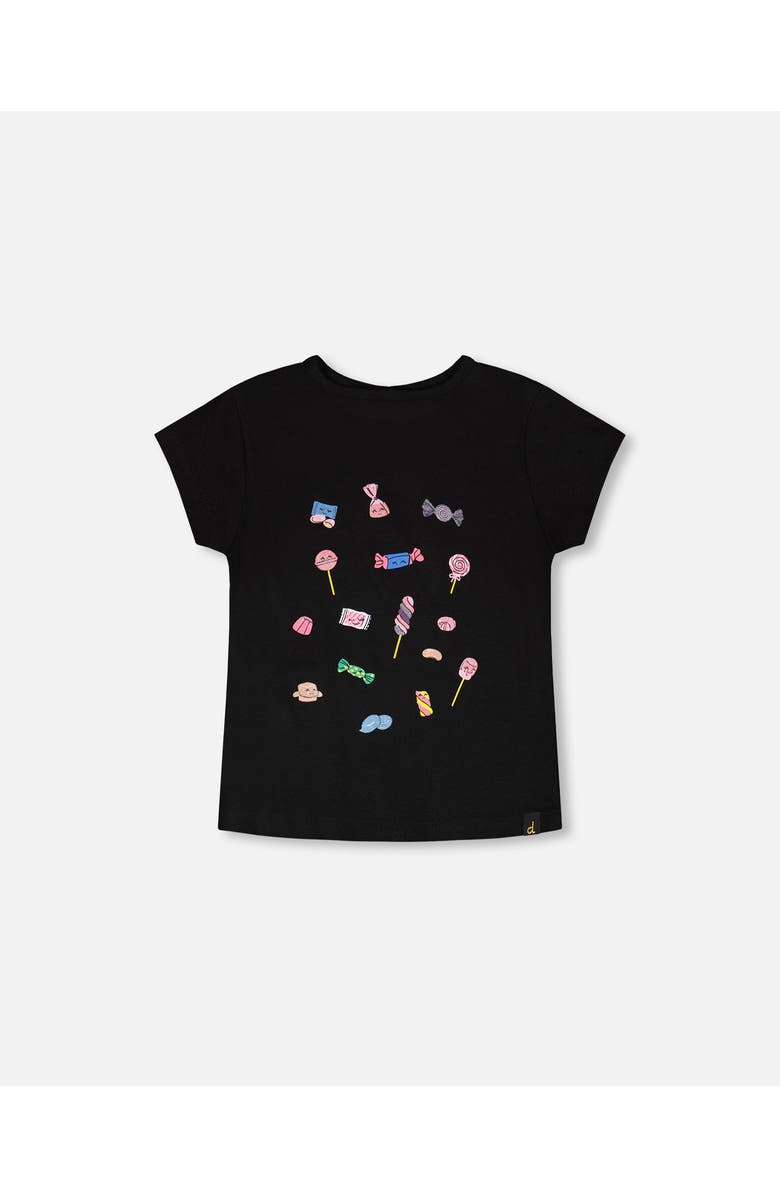 Deux par Deux Organic Cotton Jersey Candy Short Sleeve T-Shirt, Main, color, Black