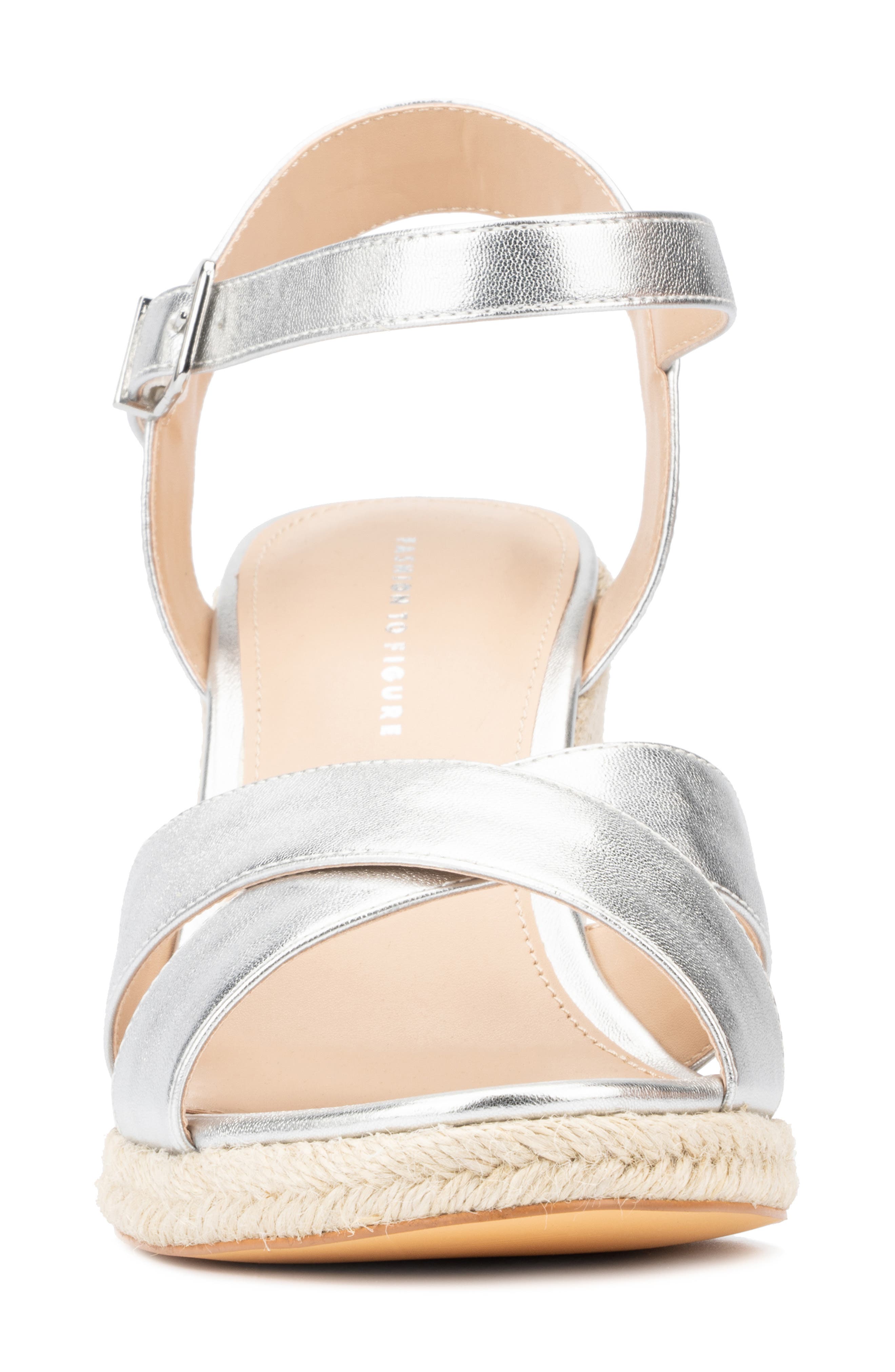 Fashion to Figure Irene Metallic Espadrille Wedge Sandal - Wide Width, Alternate, color, 