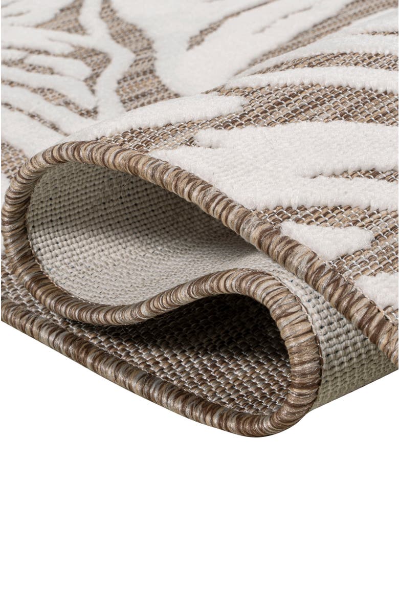 JONATHAN Y Tobago High-Low Two-Tone Monstera Leaf Indoor/Outdoor Area Rug, Alternate, color, Brown/Ivory