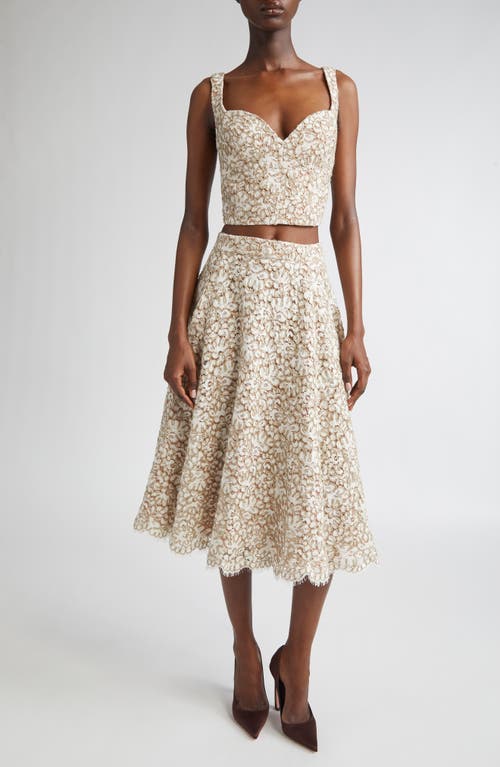 Michael Kors Collection Soutache Lace Circle Skirt In Brown