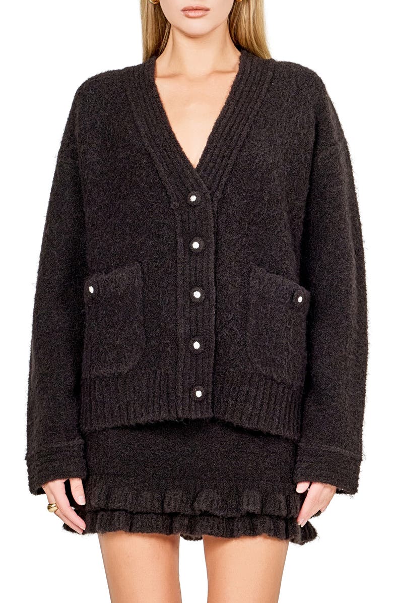 Endless Rose Fuzzy Oversize Cardigan, Main, color, Black