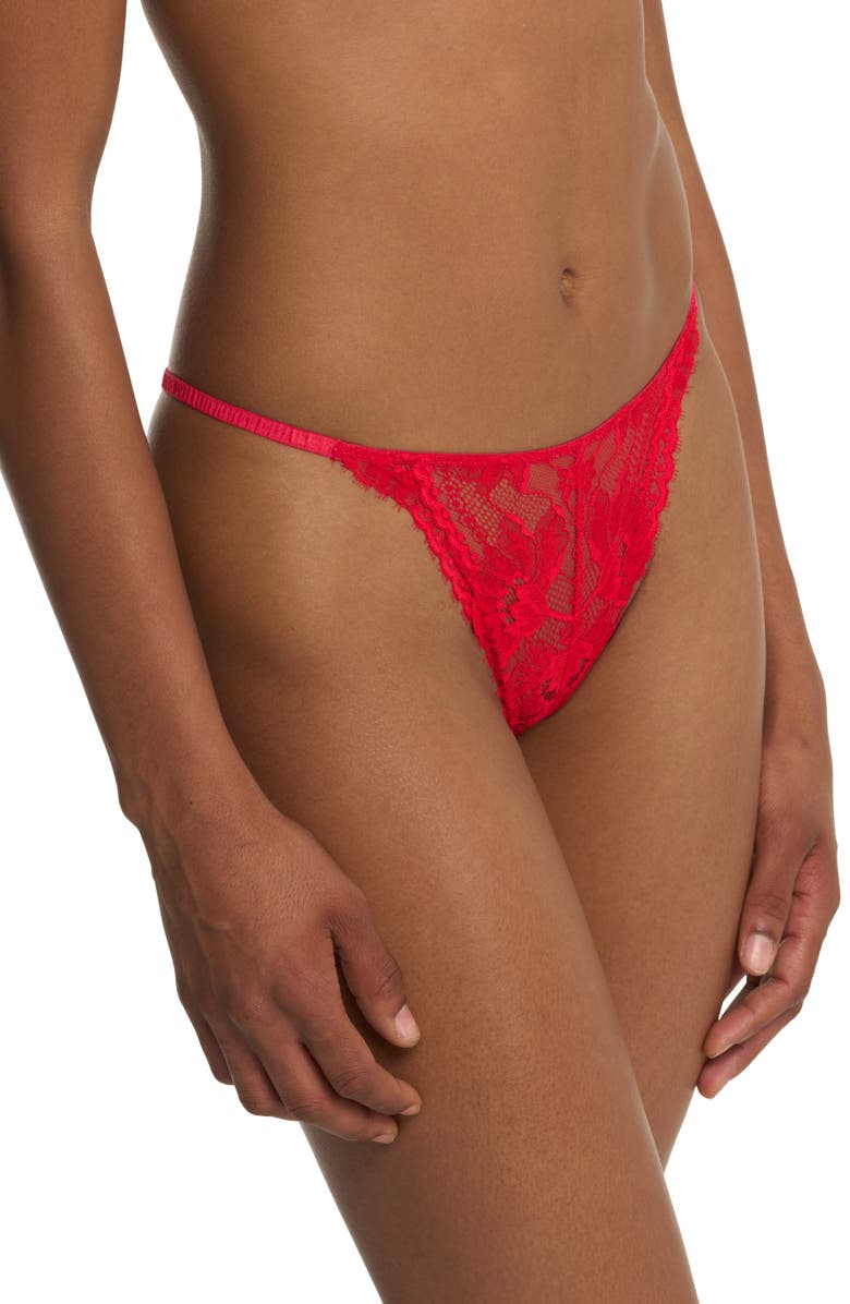 Natori Fleur Lace Thong, Alternate, color, Bonfire