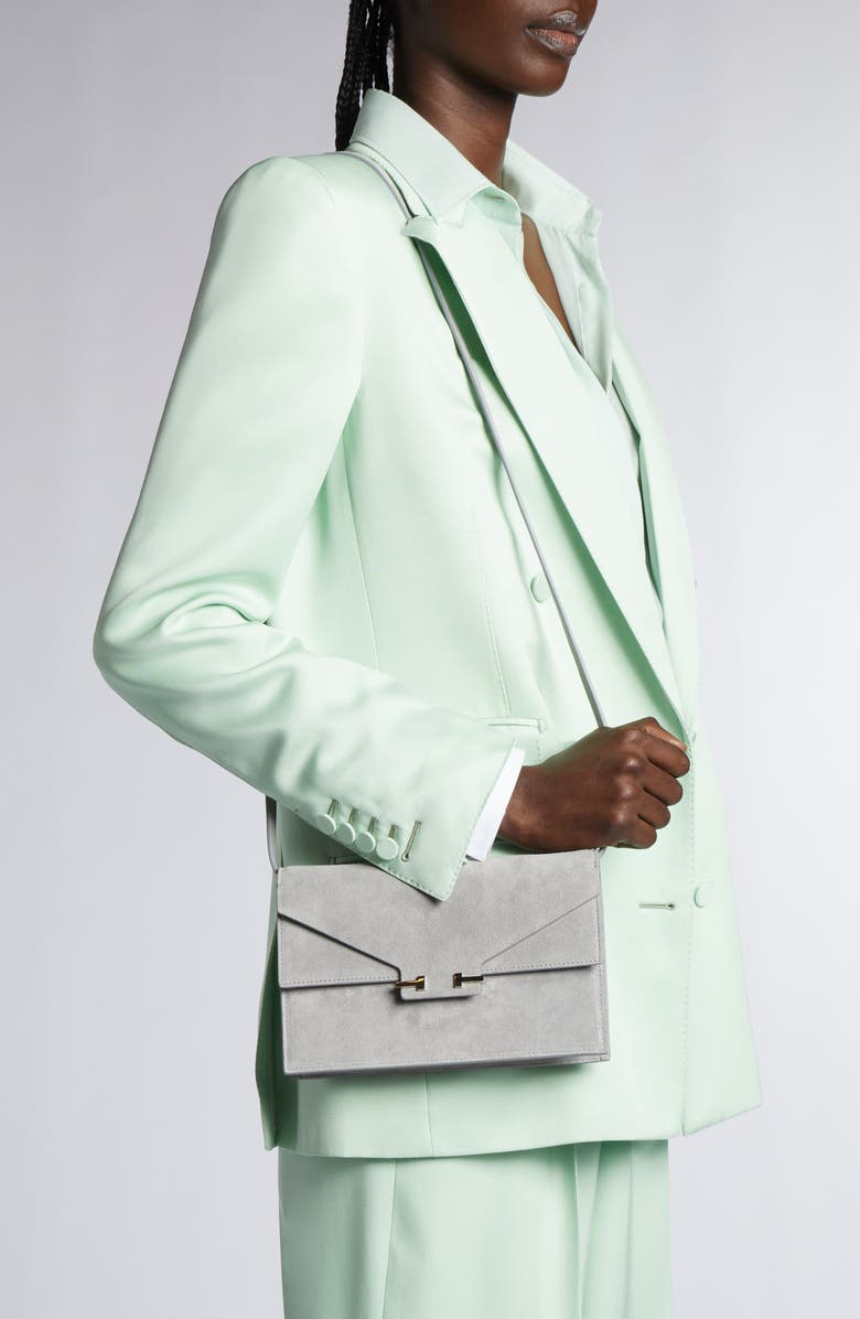 TOM FORD Mini Aube Suede Shoulder Bag, Alternate, color, Cloudburst