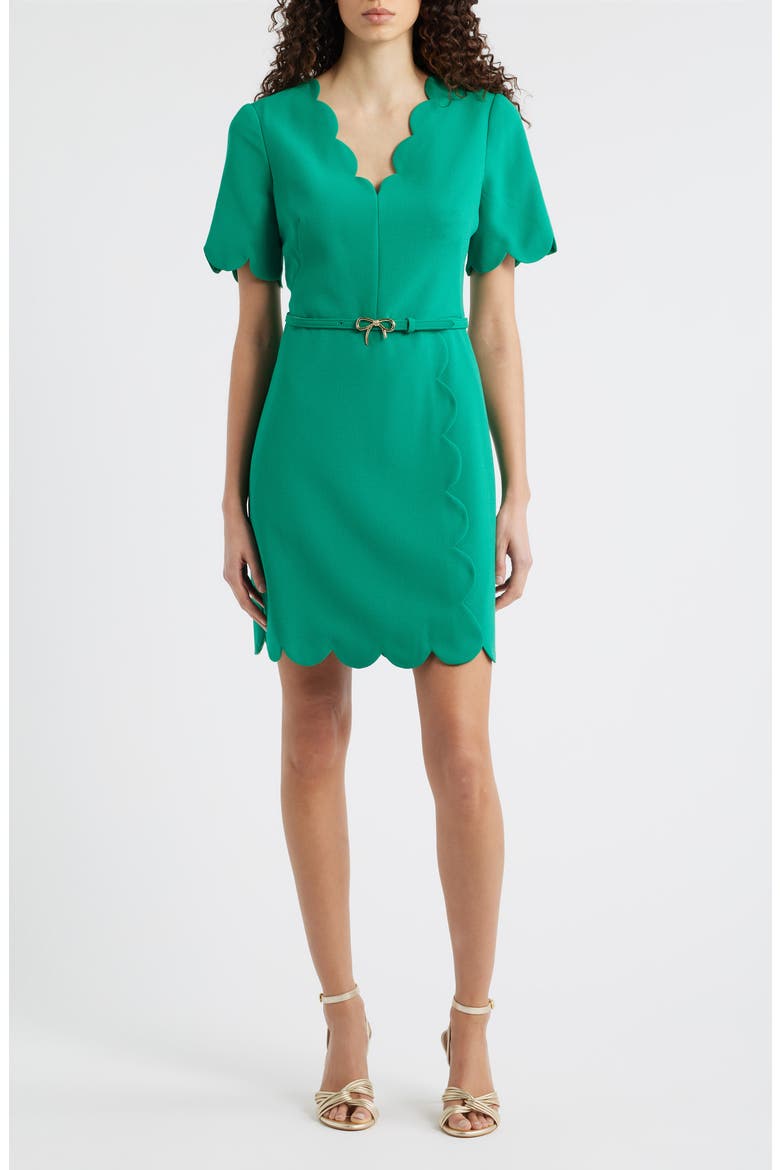 Scallop Sheath Dress, Main, color, GREEN