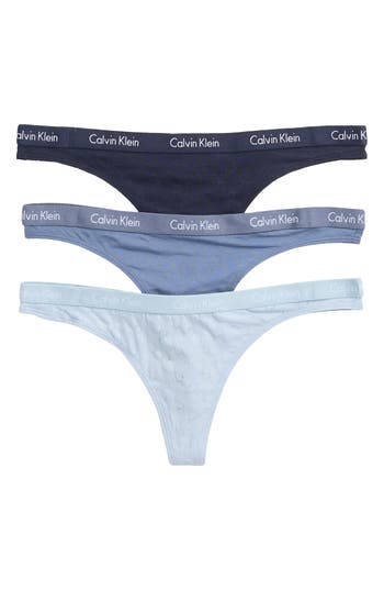 Calvin Klein Assorted 3-pack Carousel Burnout Thongs In Rxu Shoreline/s