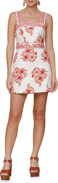 Avec Les Filles Belted Embroidered Stretch Cotton Minidress