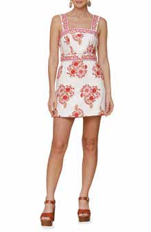 Avec Les Filles Belted Embroidered Stretch Cotton Minidress