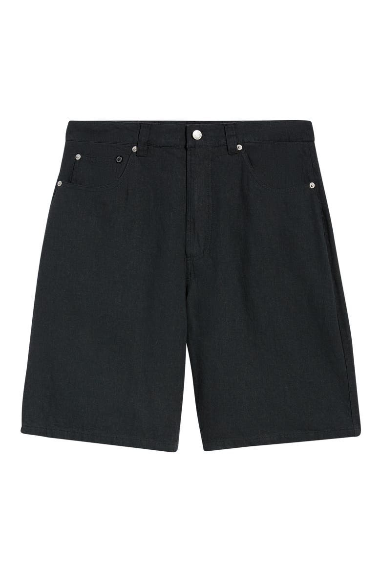 Devin Baggy Linen Blend Shorts, Alternate, color, BLACK