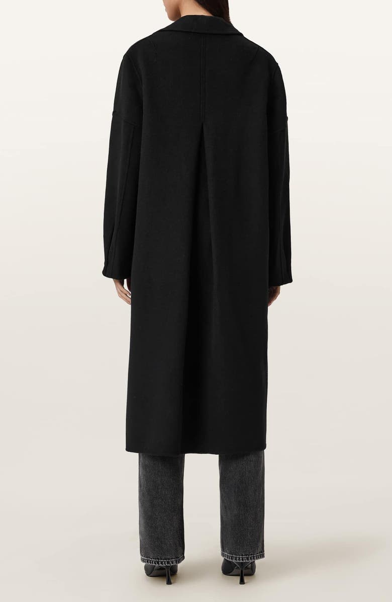 AllSaints Sellma Double Breasted Wool Blend Coat, Alternate, color, Black