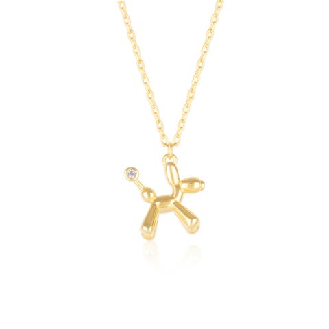 Balloon Dog Poodle Necklace In Sterling Silver