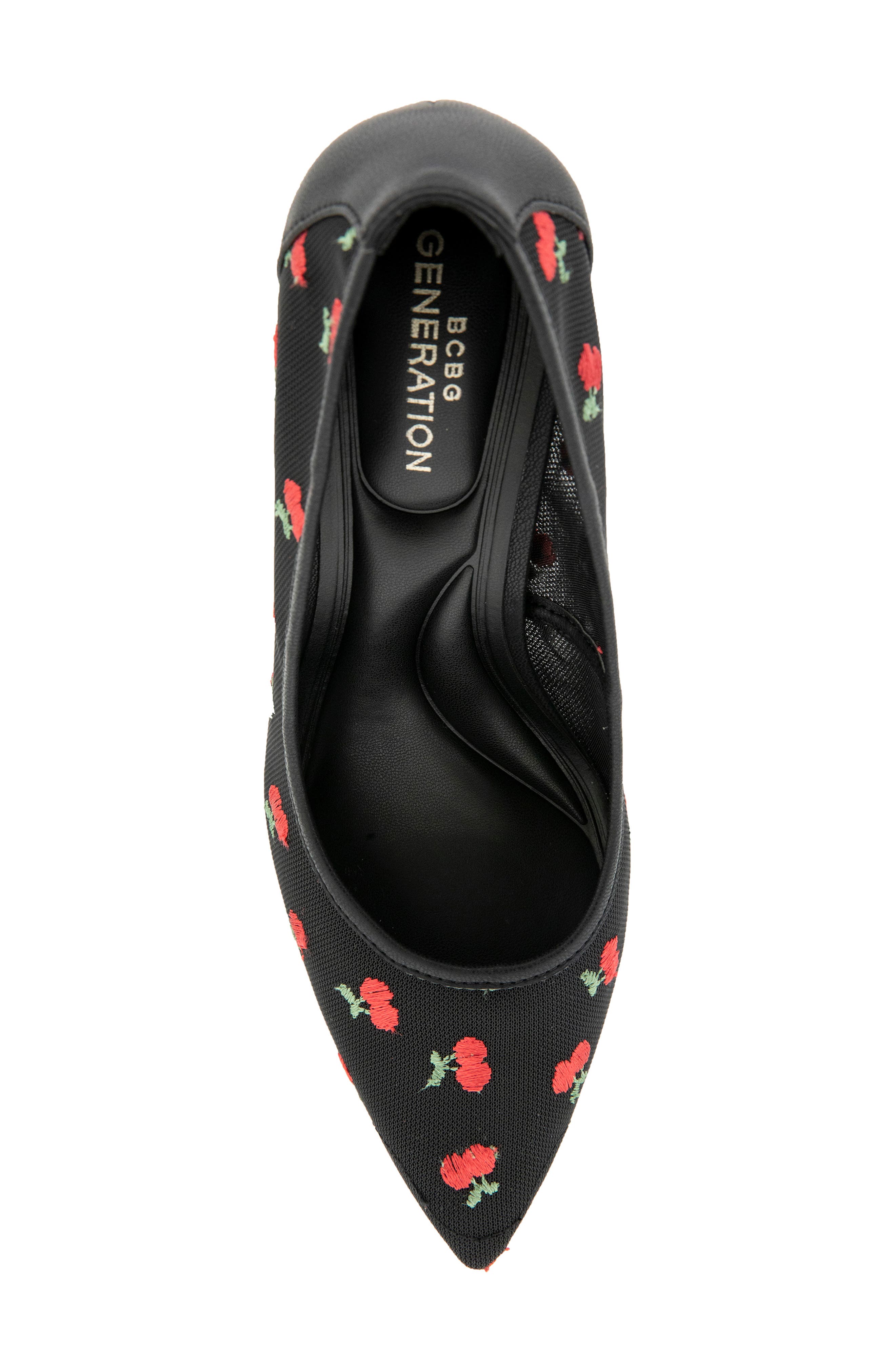 BCBGeneration Embroidered Pointed Toe Pump, Alternate, color, Black/ Cherry