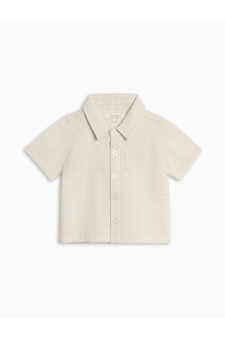 Organic Landon Seesucker Button Down, Alternate, color, Dune Stripe