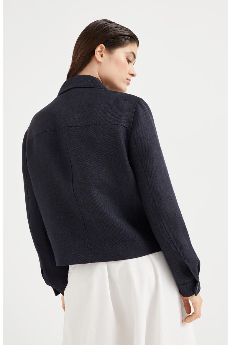 Crop caban jacket with monili, Alternate, color, Navy Blue