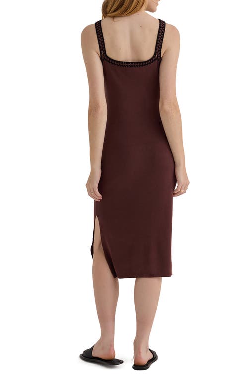 Bella Dahl Crochet Trim Linen Blend Midi Sweater Dress In Red