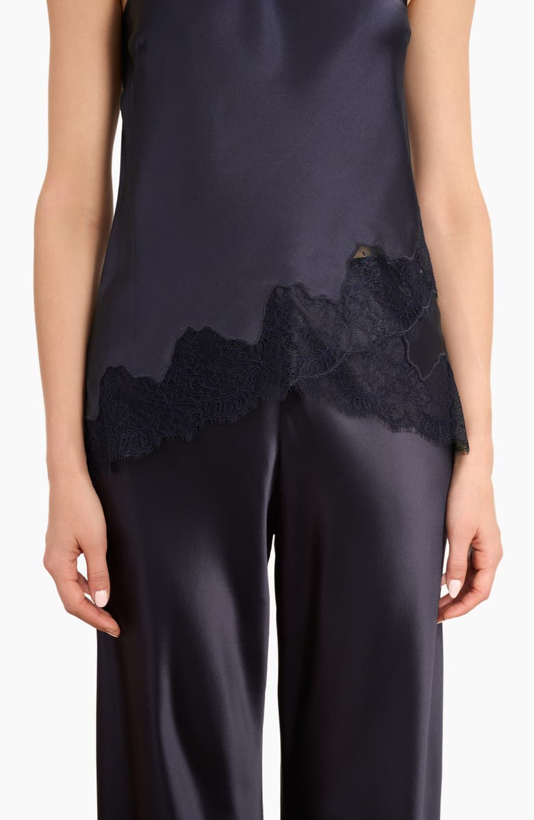 CAMI NYC Odessa Lace Trim Strapless Silk Top, Alternate, color, Dark Wash