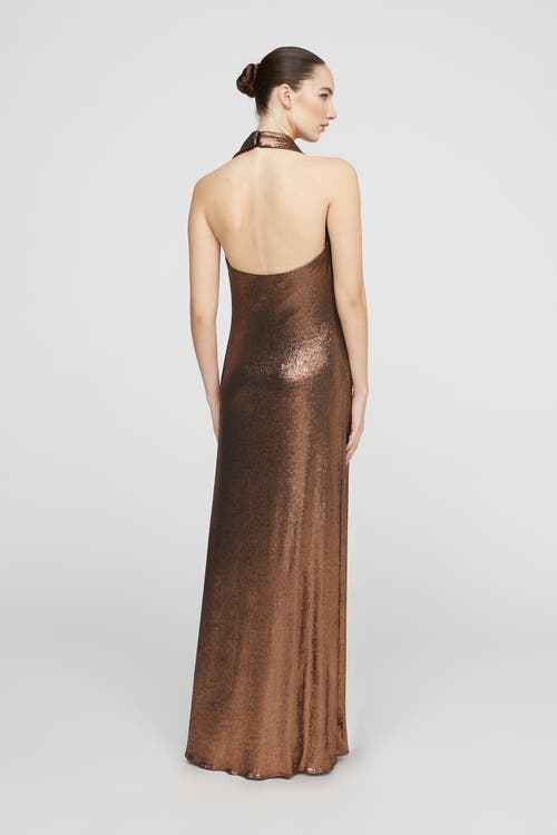 Halston Soraya Jersey Gown In Brown