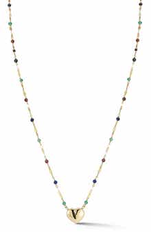 Ember Fine Jewelry Heart Pendant Semiprecious Stone Station Necklace