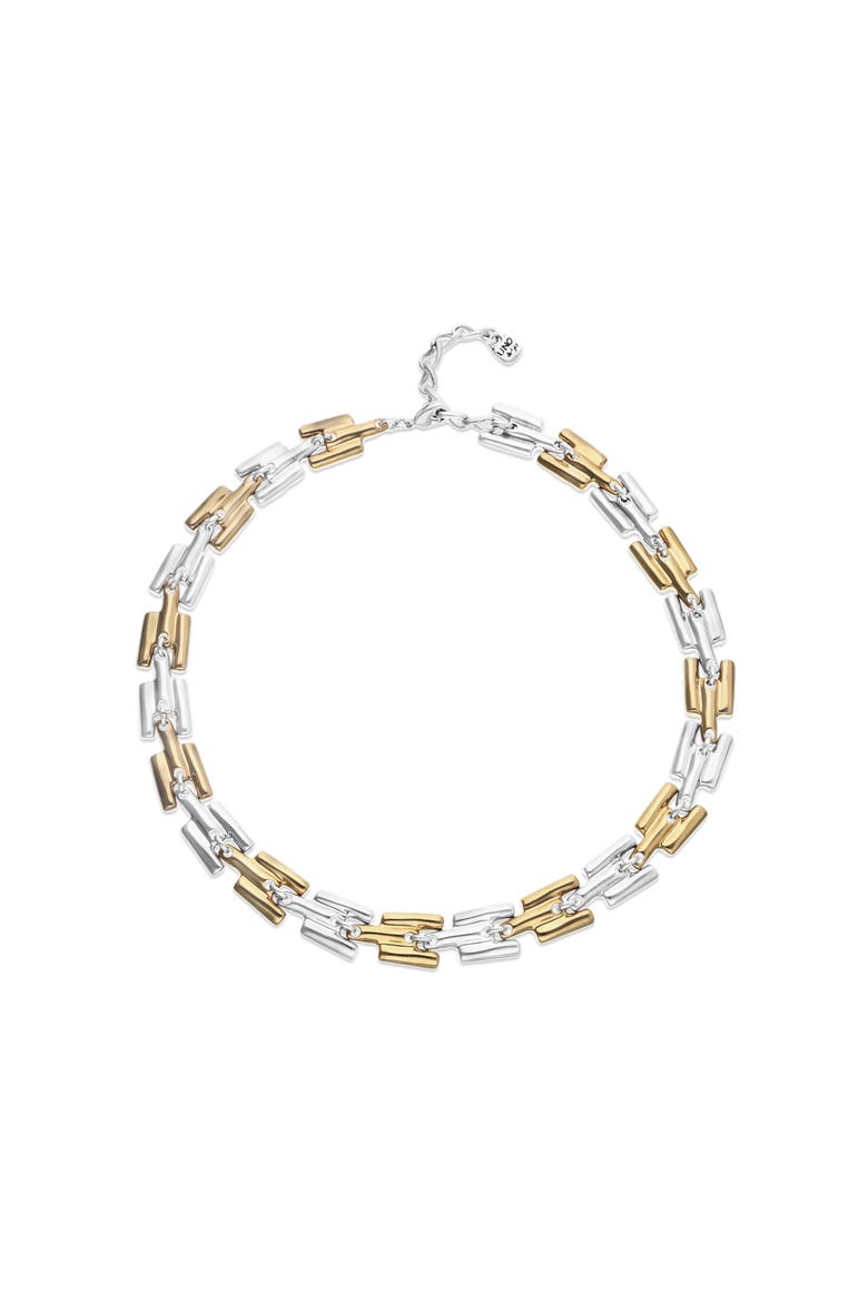 Necklace Plated In Half Sterling Silver Half 18K Gold With Links, Main, color, Silver and Gold