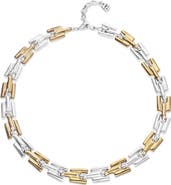 UNODE50 Necklace Plated In Half Sterling Silver Half 18K Gold With Links