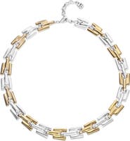 UNODE50 Necklace Plated in Half Sterling Silver Half 18K Gold with Links