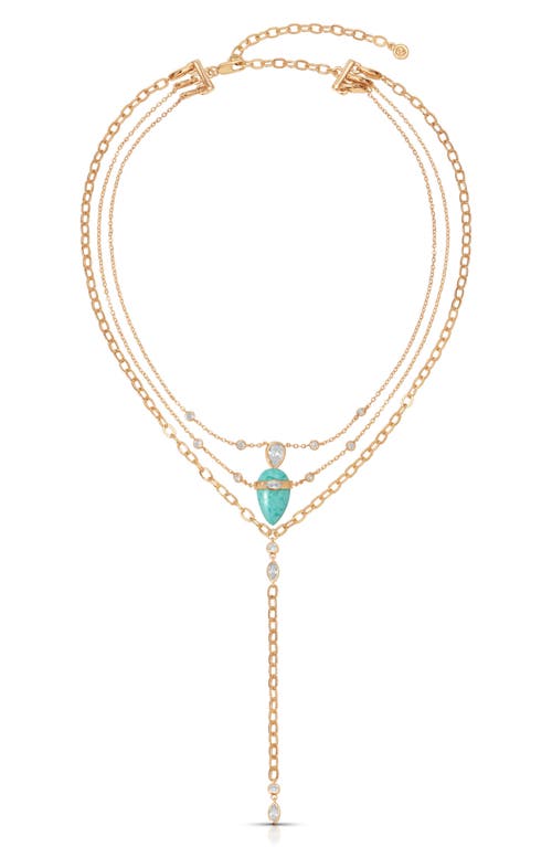 Ettika Reconstituted Turquoise Solstice Layered Necklace In Gold
