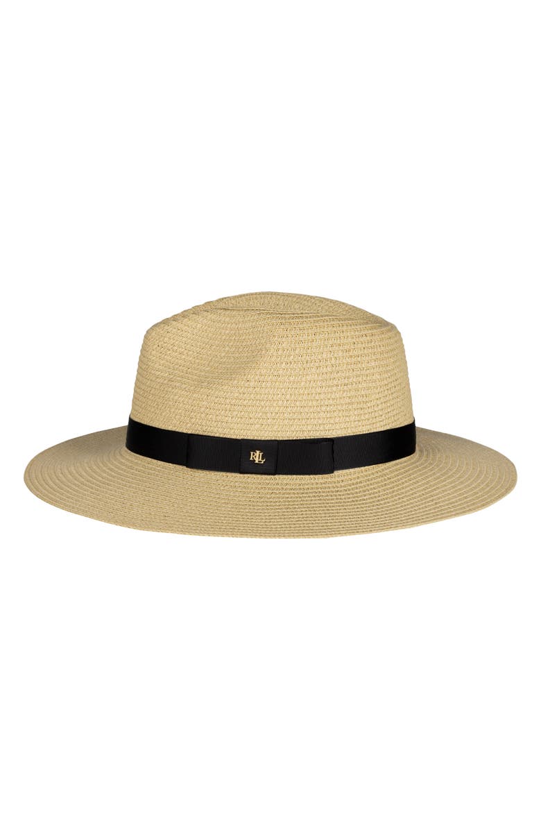 Lauren Ralph Lauren Classic Packable Fedora Hat, Alternate, color, Natural/ Black