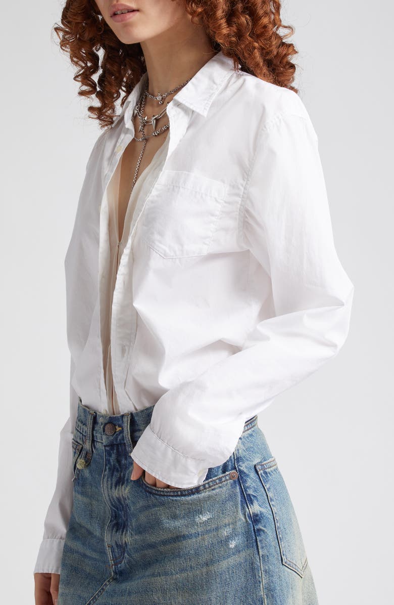 R13 Foldout Organza Panel Cotton Button-Up Shirt, Alternate, color,