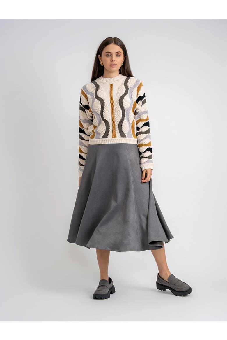 Color Blocked Textured Knit Pullover Sweater, Alternate, color, Dark Almond/Peanut/Olive