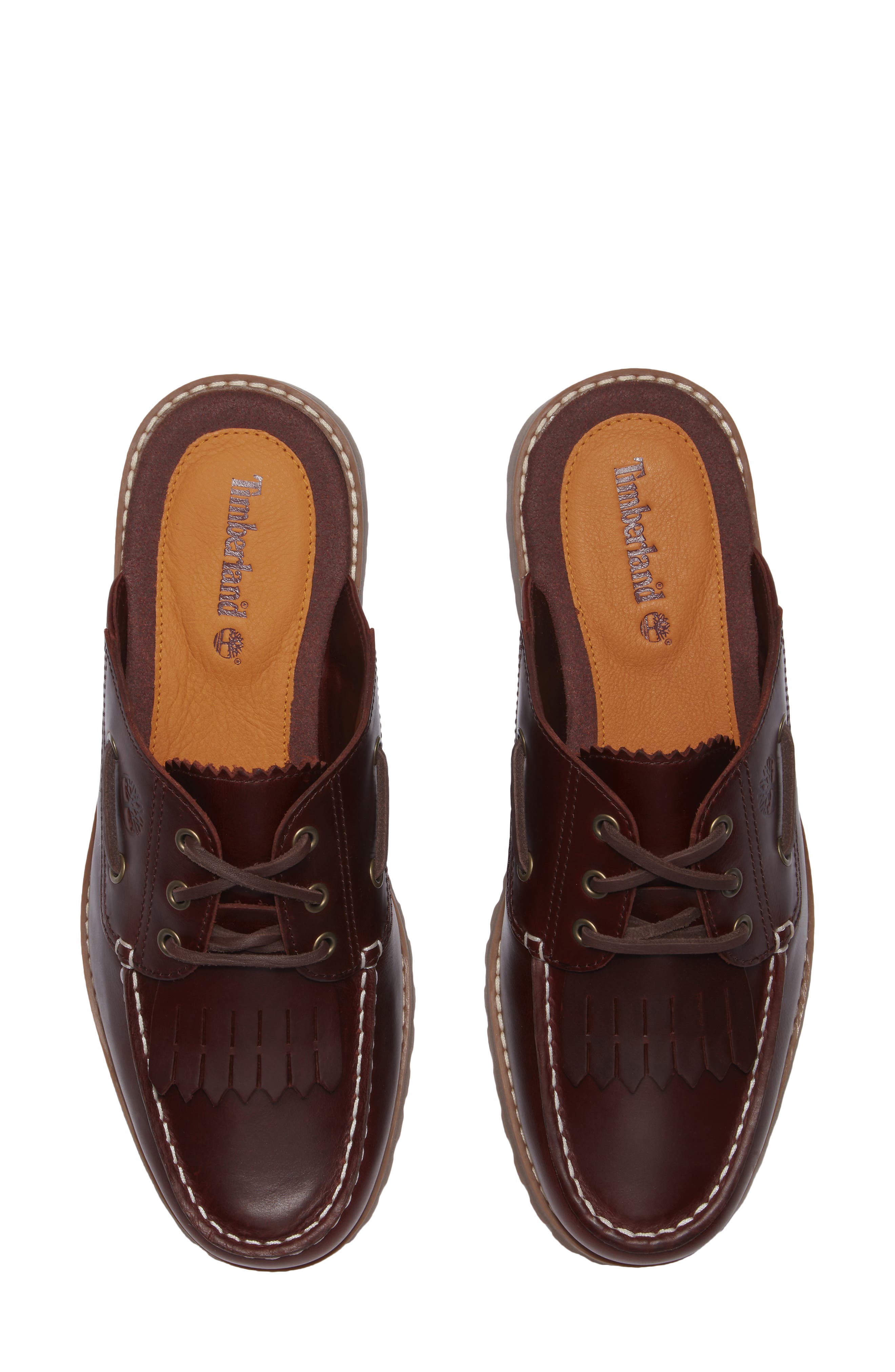 Timberland Authentic 3-Eye Lug Mule, Alternate, color, Burgundy Full Grain