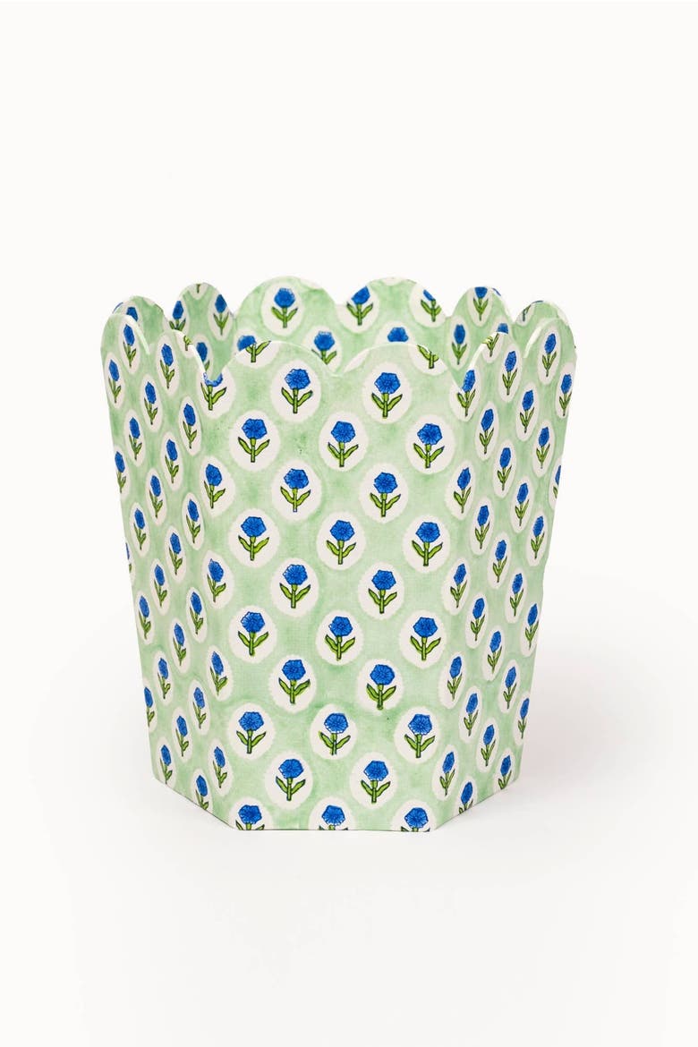Block Print Storage Waste Basket Collapsible, Main, color, Mint