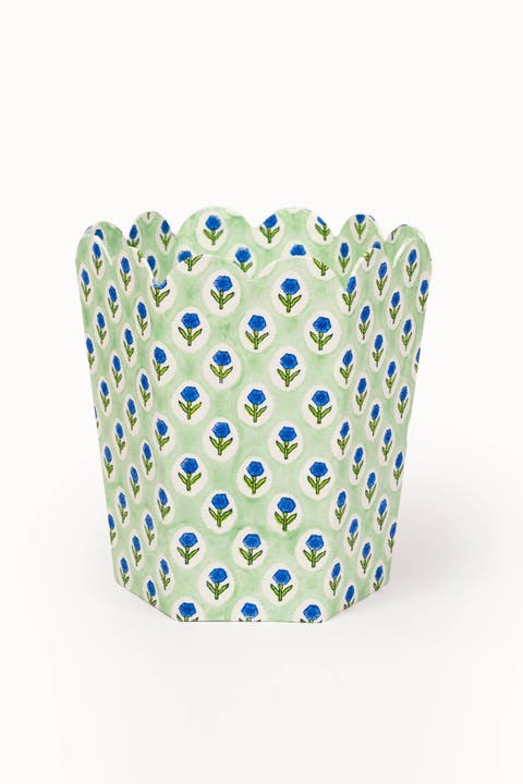 Block Print Storage Waste Basket Collapsible