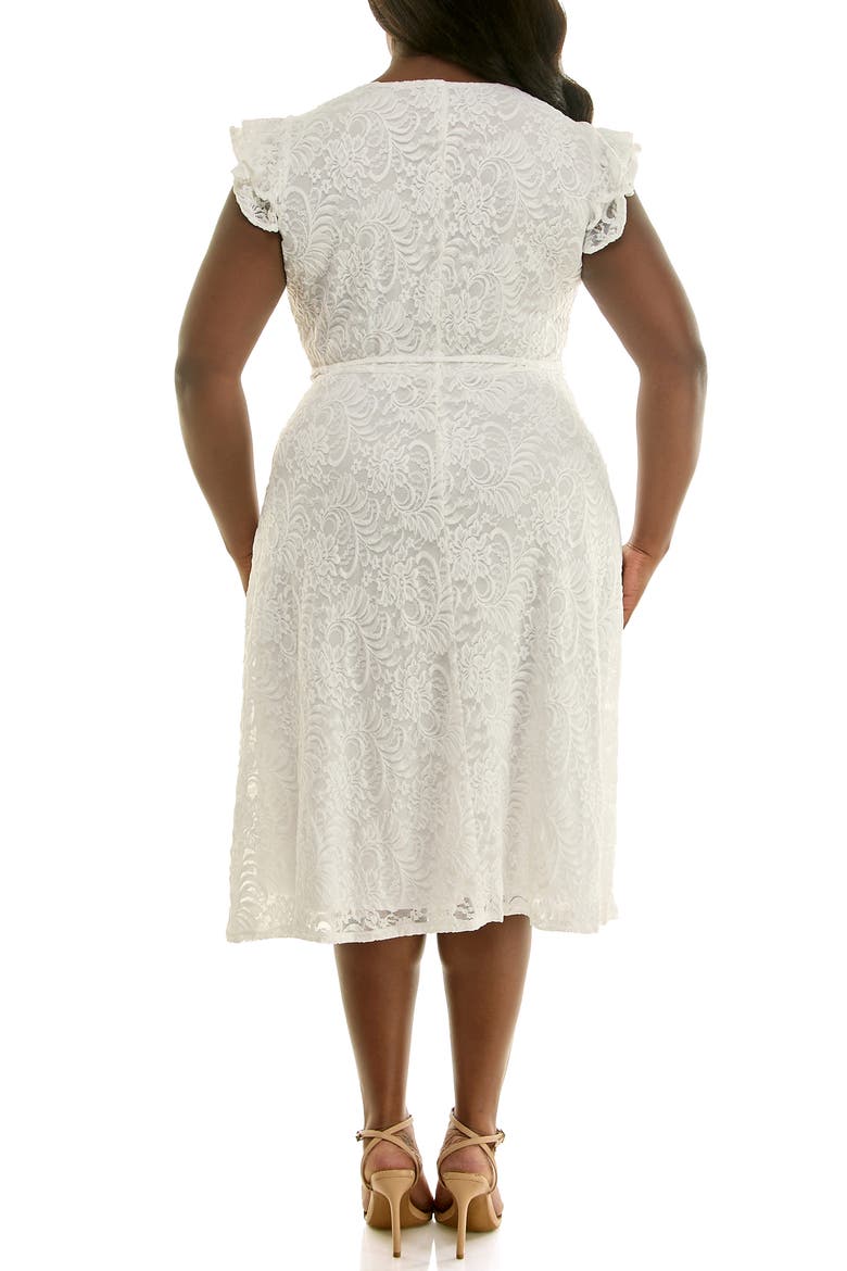 Lace Fit & Flare Dress, Alternate, color, WHITE