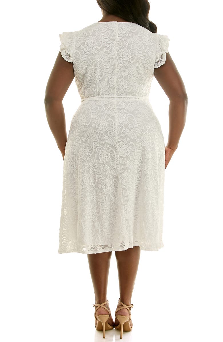 Nina Leonard Lace Fit & Flare Dress, Alternate, color, White