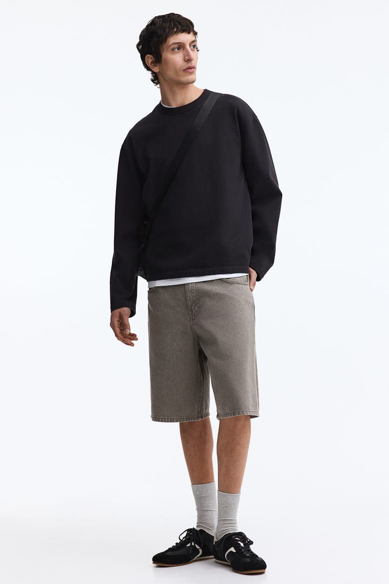 Relaxed Denim Shorts, Main, color, Beige