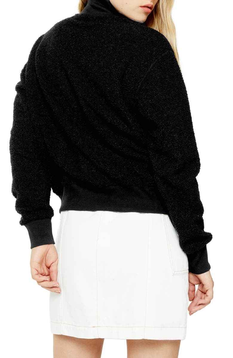 Topshop Half Zip Funnel Neck Sweatshirt, Alternate, color, 