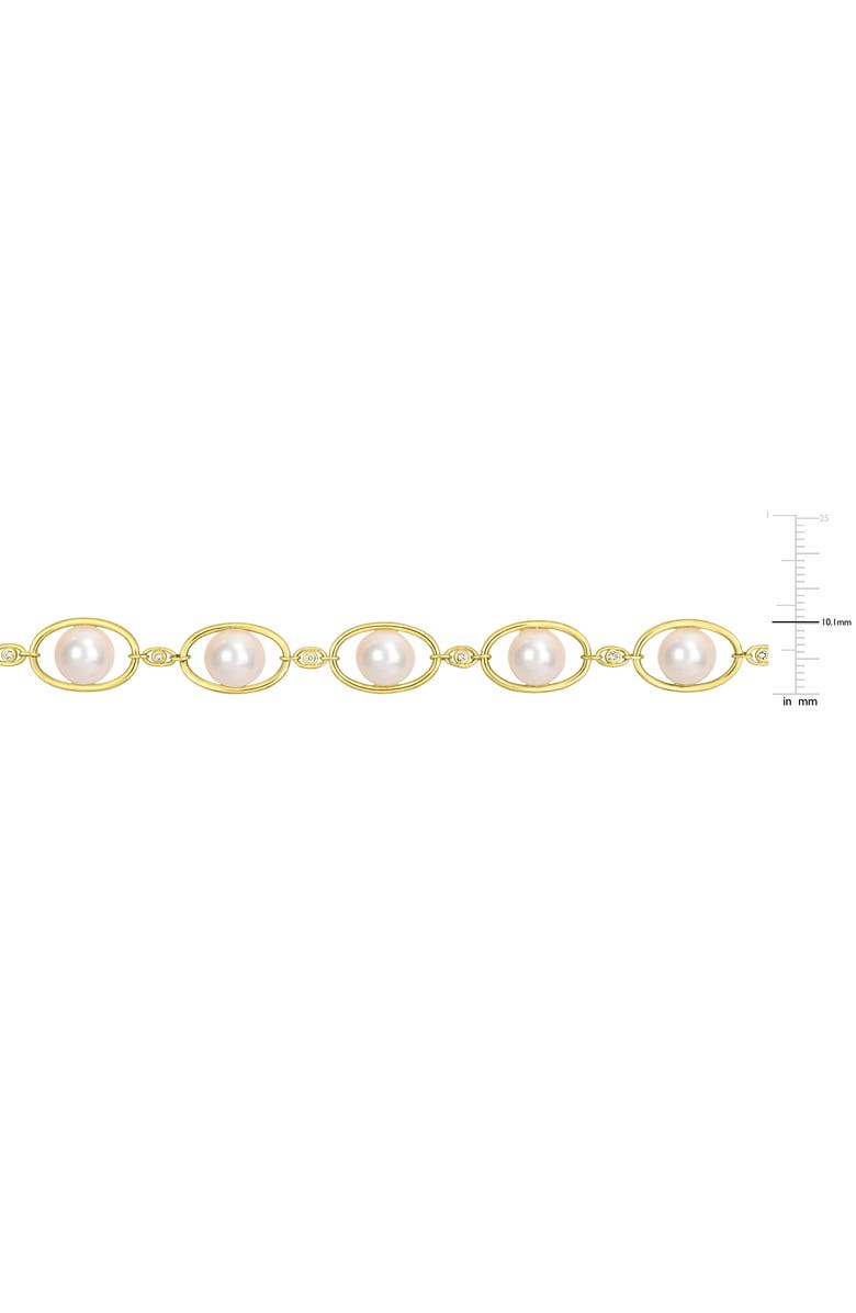 DELMAR 8–8.5mm Cultured Freshwater Pearl & CZ Oval Chain Necklace, Alternate, color, Gold/ White