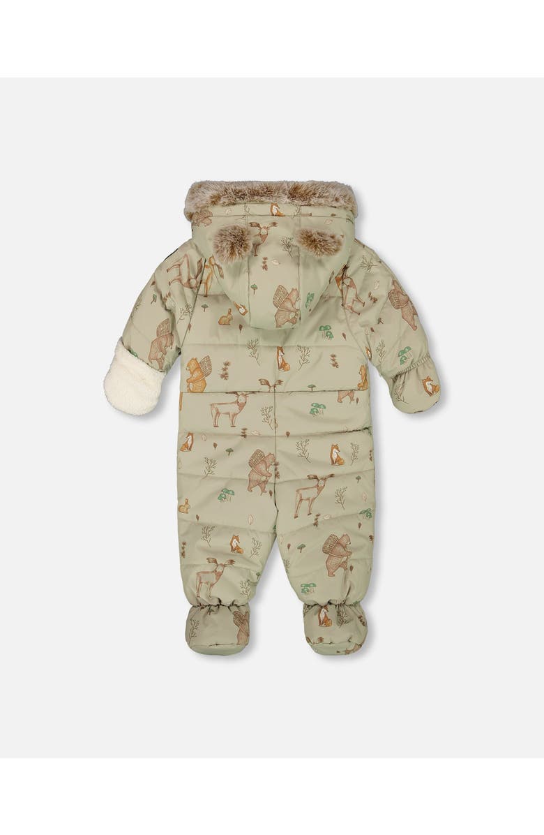Deux par Deux Baby Boy One-Piece Layette Snowsuit Designed for Car Seat Animal, Alternate, color, Green