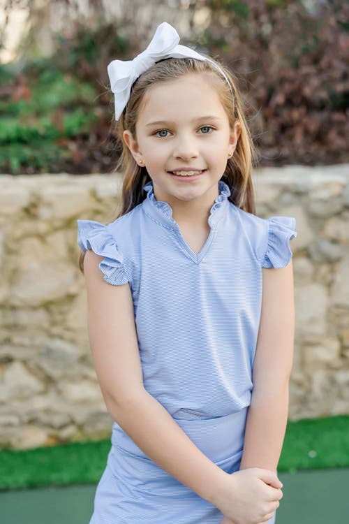 LILA AND HAYES LILA AND HAYES ELLIE GIRLS' SLEEVELESS RUFFLED TOP BY LH SPORT