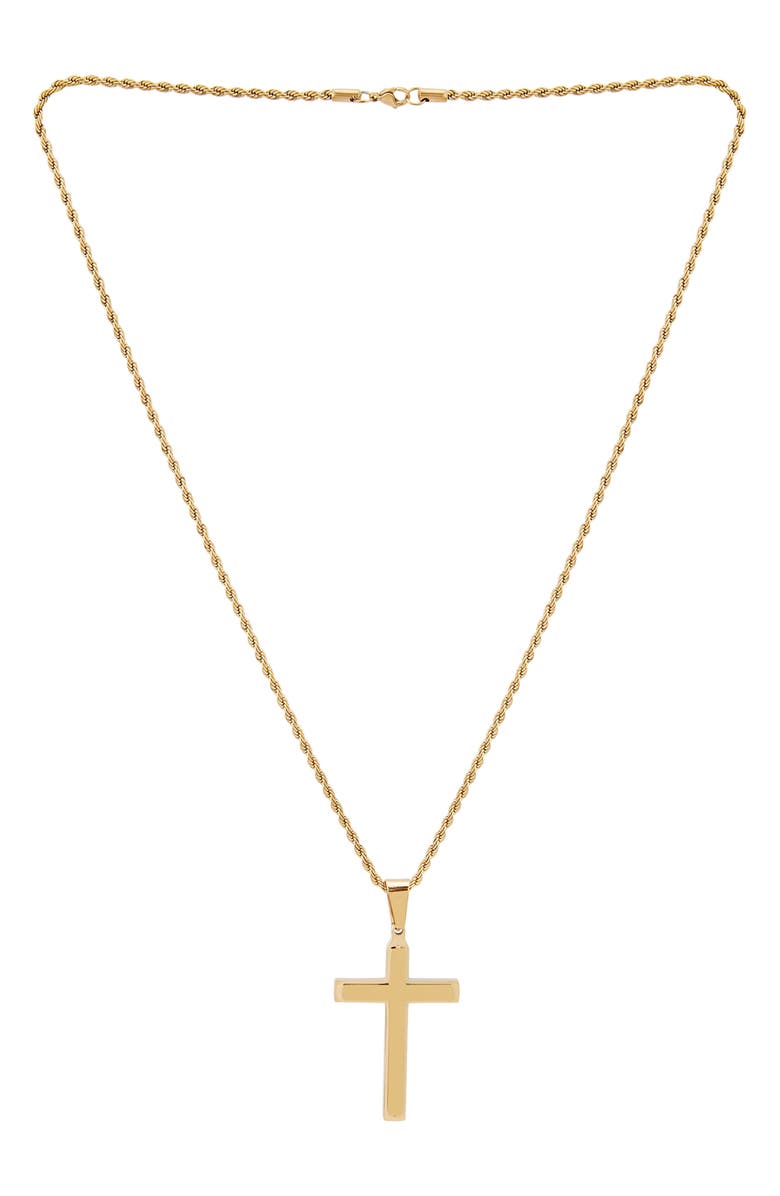 AMERICAN EXCHANGE Men's The Lord's Prayer Engraved Cross Necklace & ID Bracelet Set, Alternate, color, Gold/ Gold