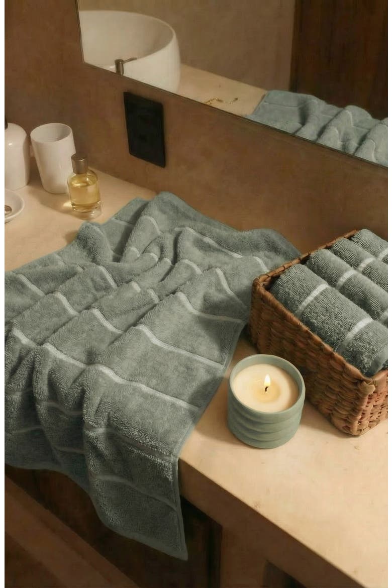 Deia 2-Piece Hand Towel Set, Alternate, color, Sage & Ecru