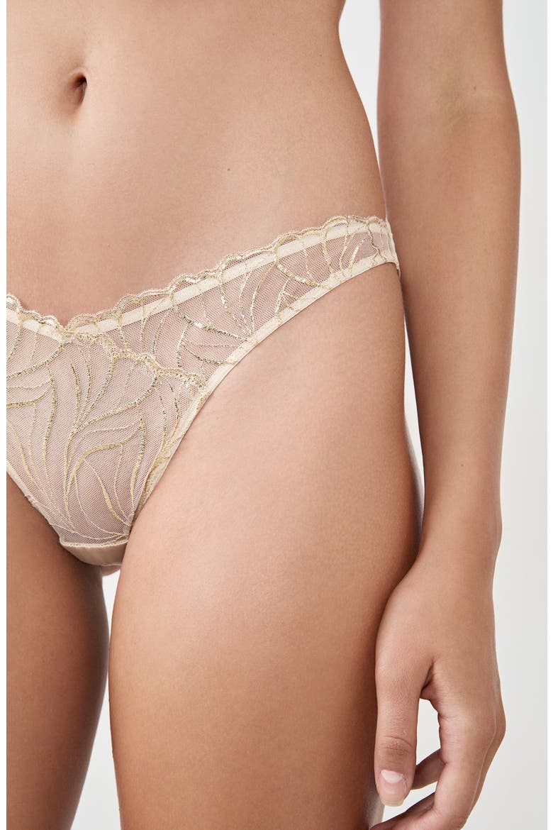 Envolee Tanga Panties, Alternate, color, BEIGE/ GOLD