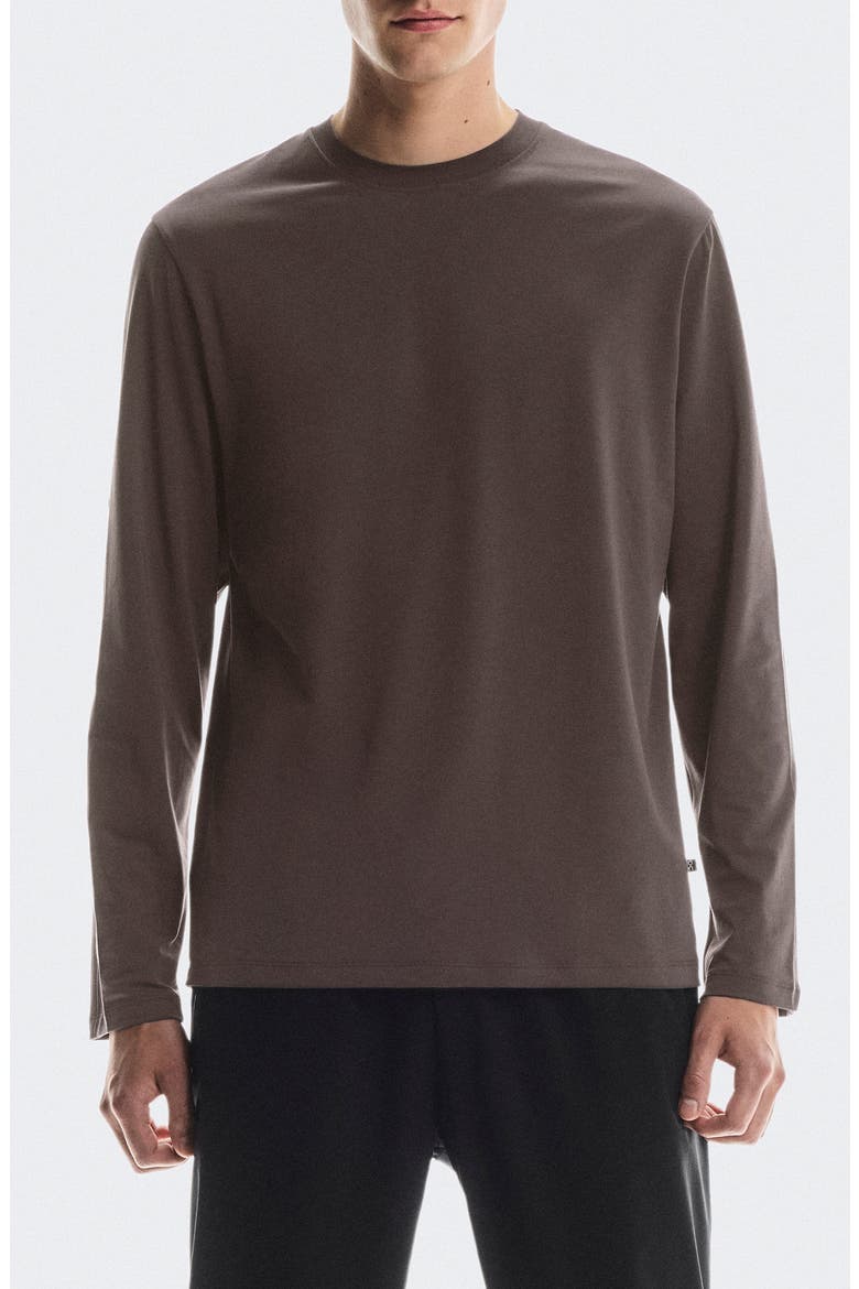Focus Long Sleeve Pima Cotton Blend T-Shirt, Main, color, PEBBLE