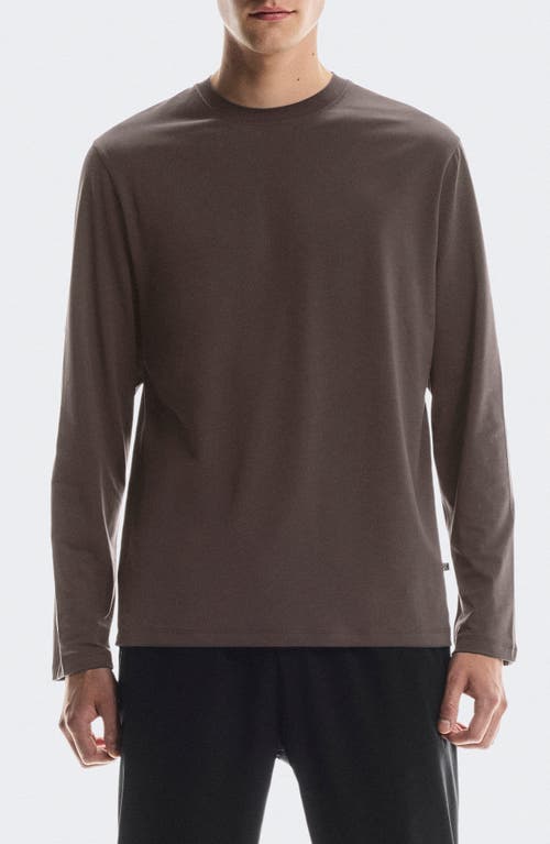 On Focus Lg Sleeve Pima Cott Blend T-shirt In Brown